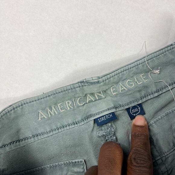 American Eagle Womens Super High Rise Cargo Pants Green Y2K Wide Leg Baggy 0 - Picture 9 of 15